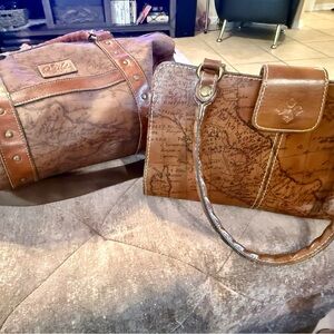 Patrica Nash Leather Map-Print Handbag and duffle bag set